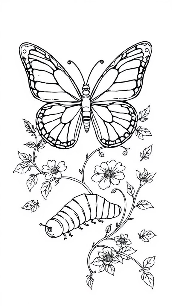 butterfly transformation coloring page