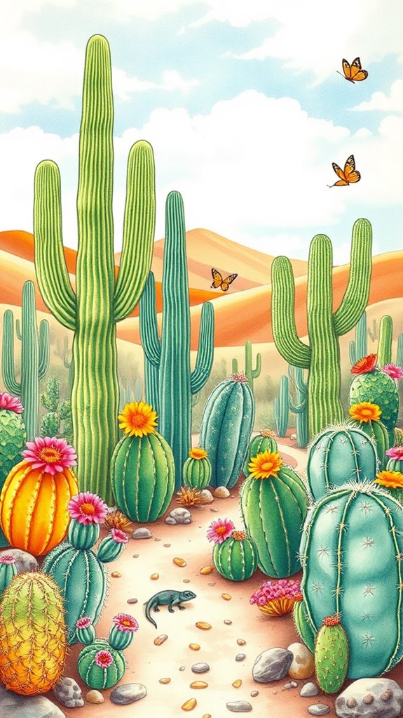 cactus themed botanical illustration