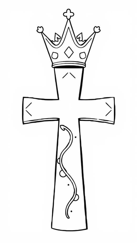 cartoon cross crown coloring