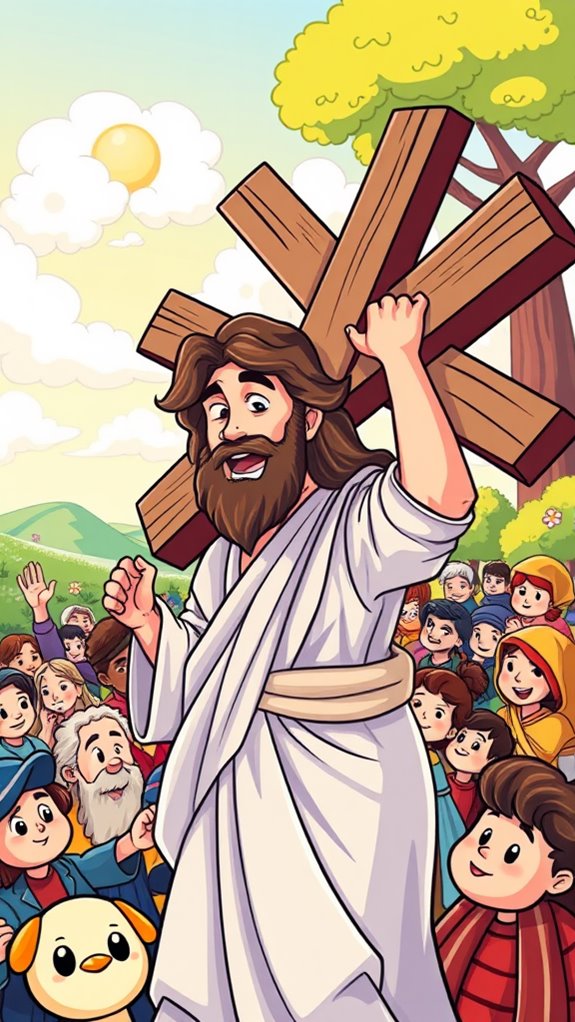 cartoon jesus cross drawing