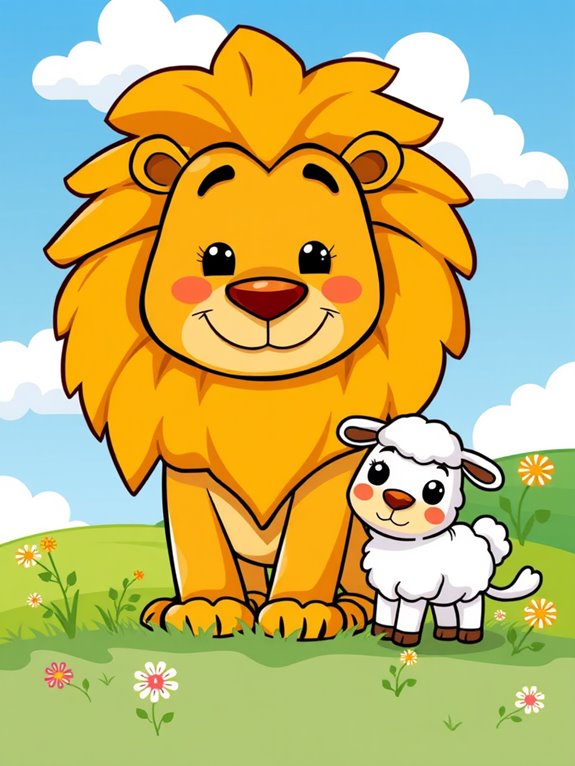 cartoon lion and lamb