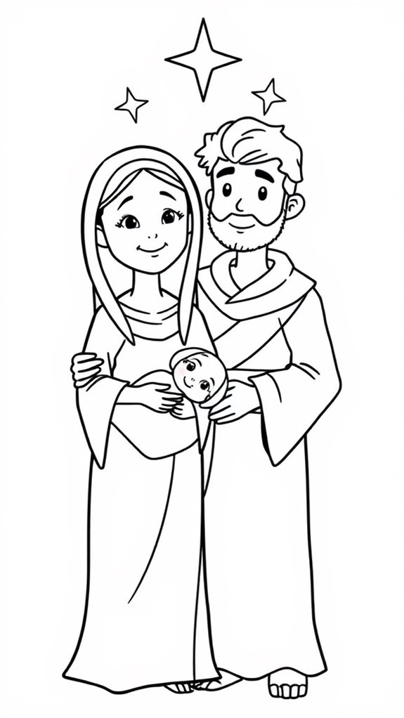 cartoon mary joseph coloring page