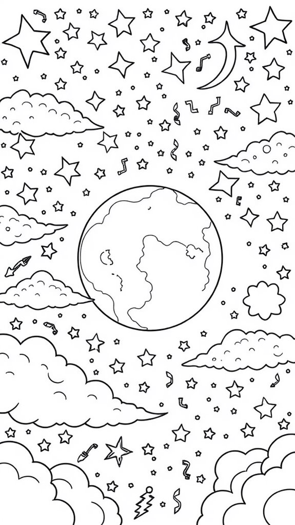 celestial themed coloring page