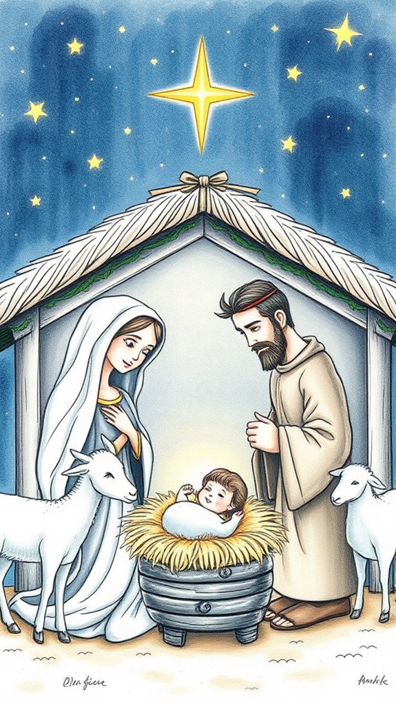 charming nativity scene illustration