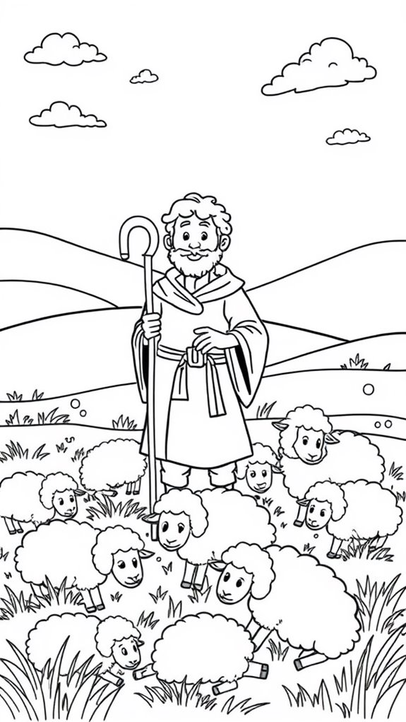 charming shepherd and sheep