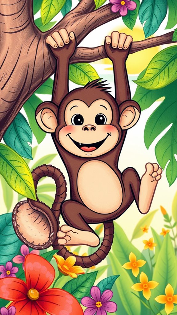 cheerful monkey sketching fun