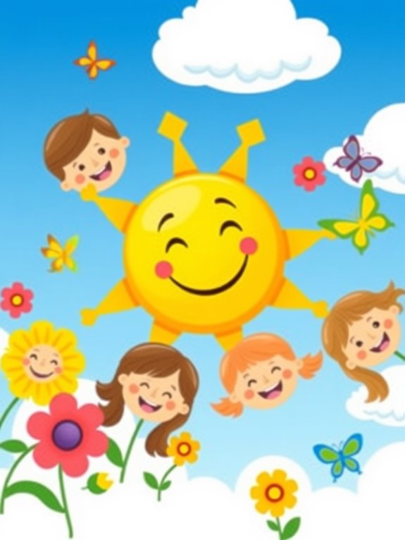 cheerful sun and smiles