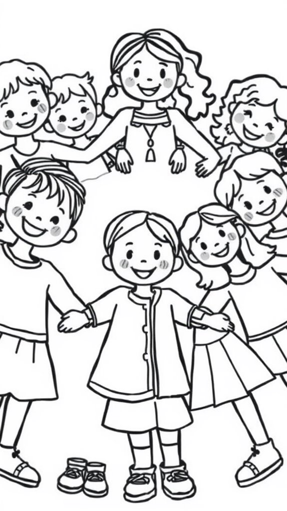 children holding hands illustration