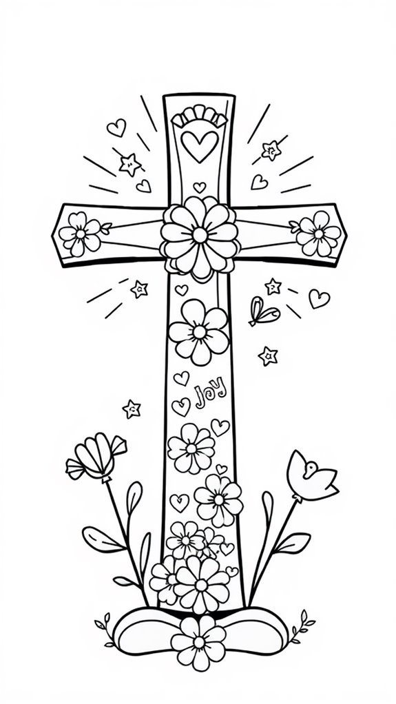 christian cross coloring page