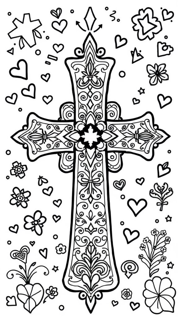 christian cross coloring page