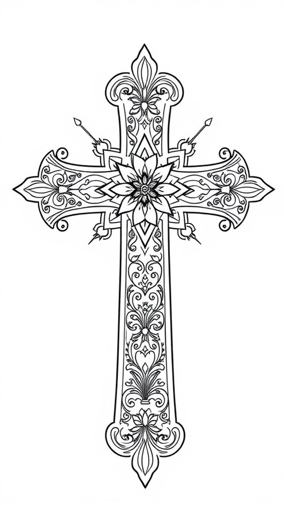 christian cross coloring page