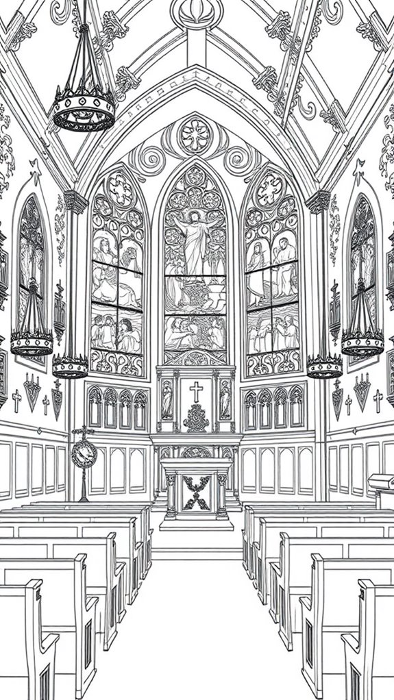 church interior coloring page