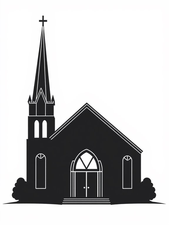 church silhouette clipart image