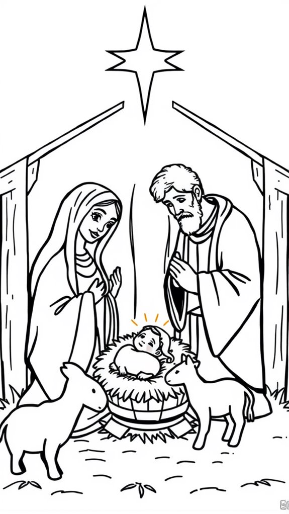 classic nativity scene coloring