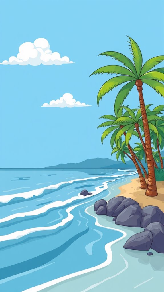 coastal palm tree illustration