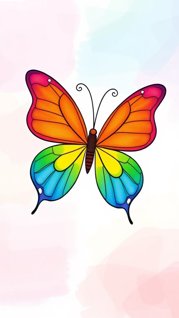 colorful butterfly with rainbow