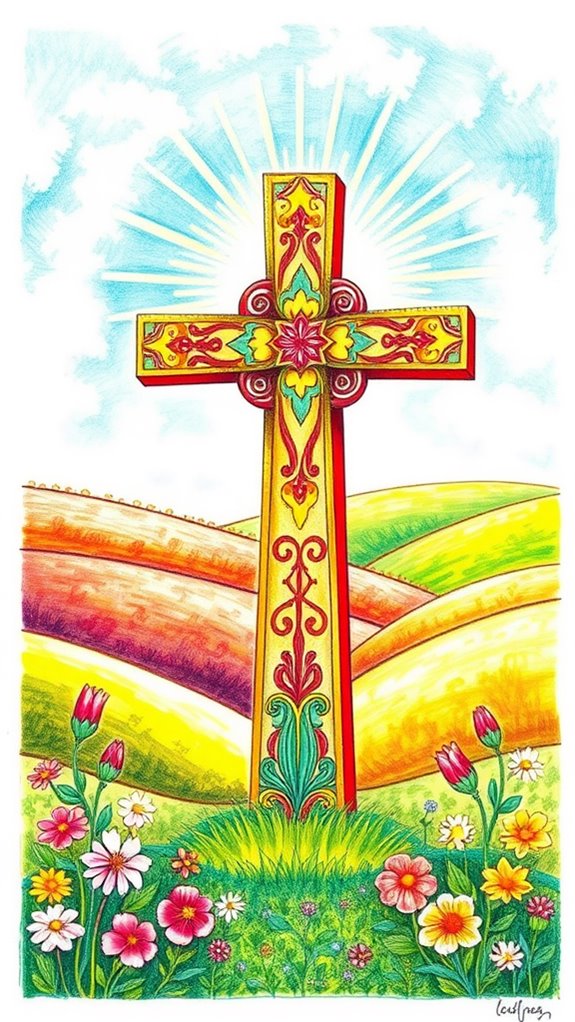 colorful christian cross artwork