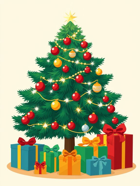 colorful christmas tree clipart