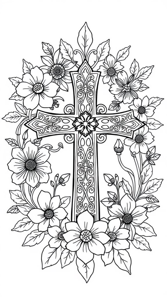 colorful cross and flowers