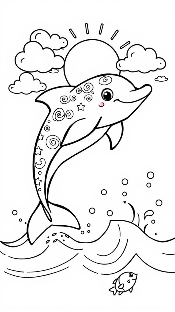 colorful dolphin coloring page