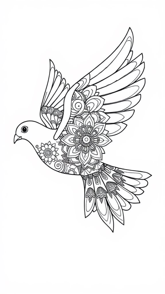 colorful dove mandala design