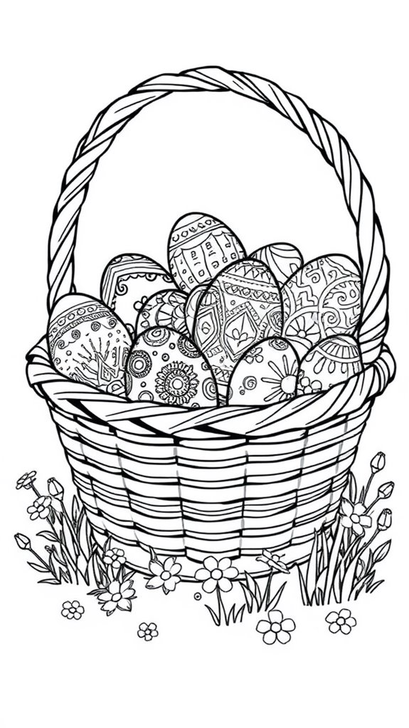 colorful eggs in basket