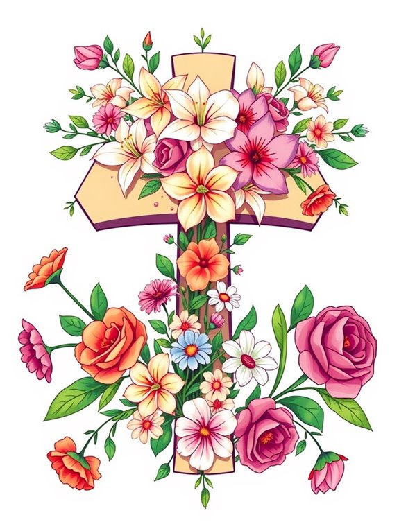 colorful floral cross design