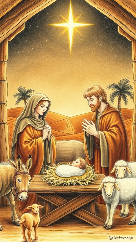 colorful nativity scene art