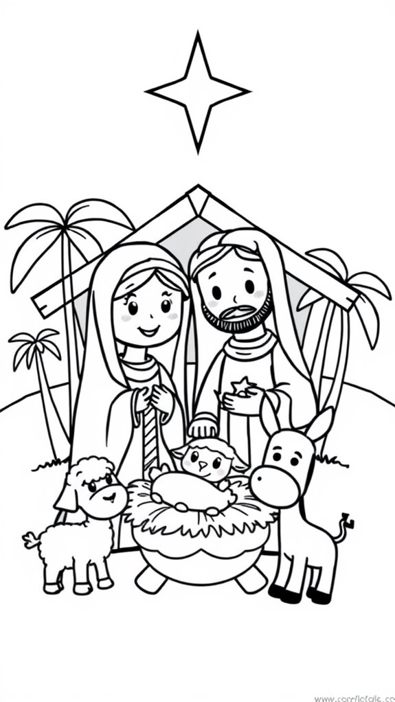 colorful nativity scene illustration