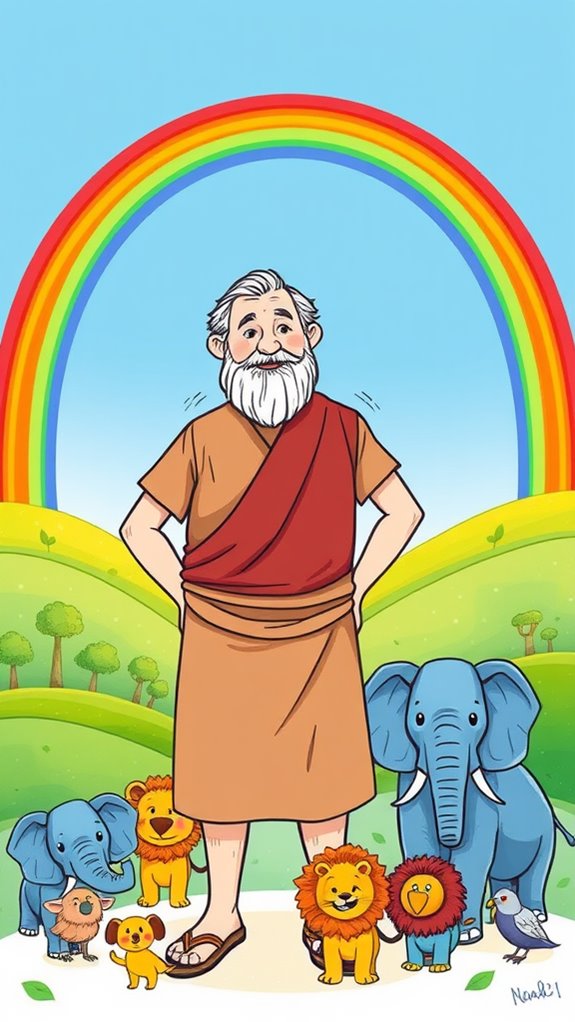 colorful noah with rainbow