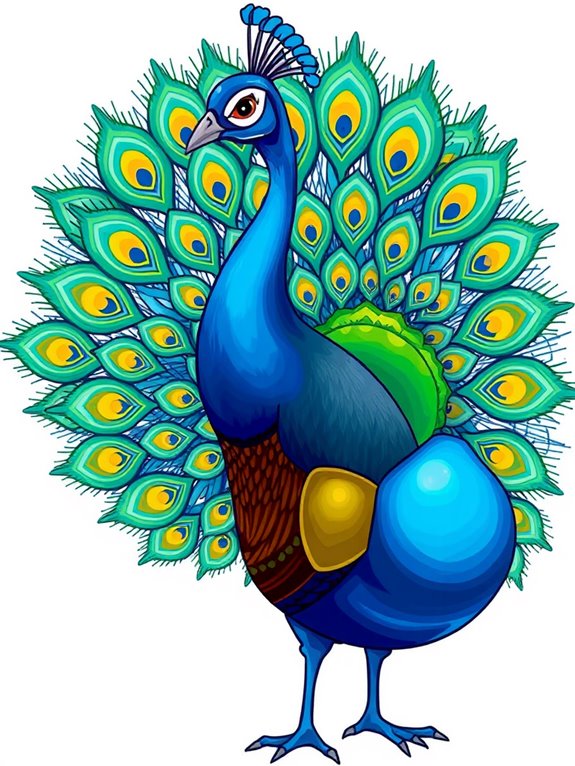 colorful peacock illustration art