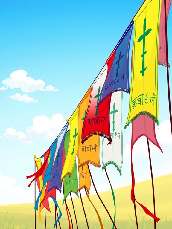 colorful prayer flags illustration