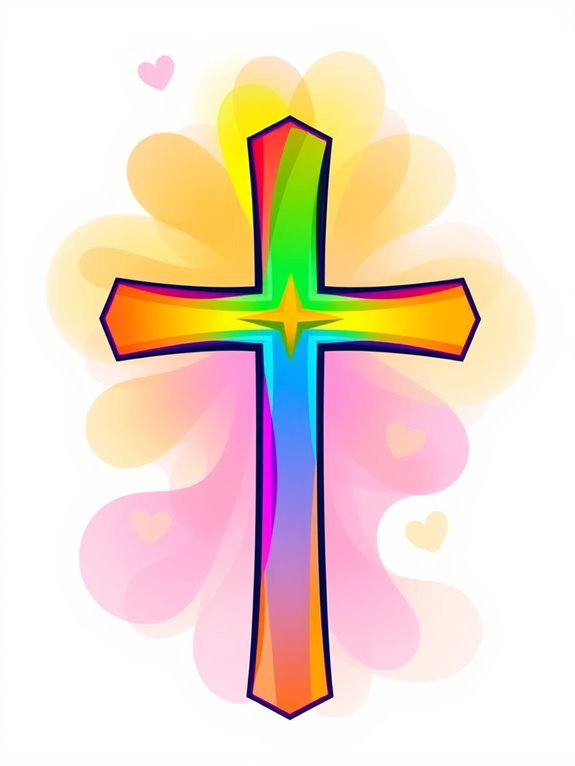 colorful rainbow cross illustration