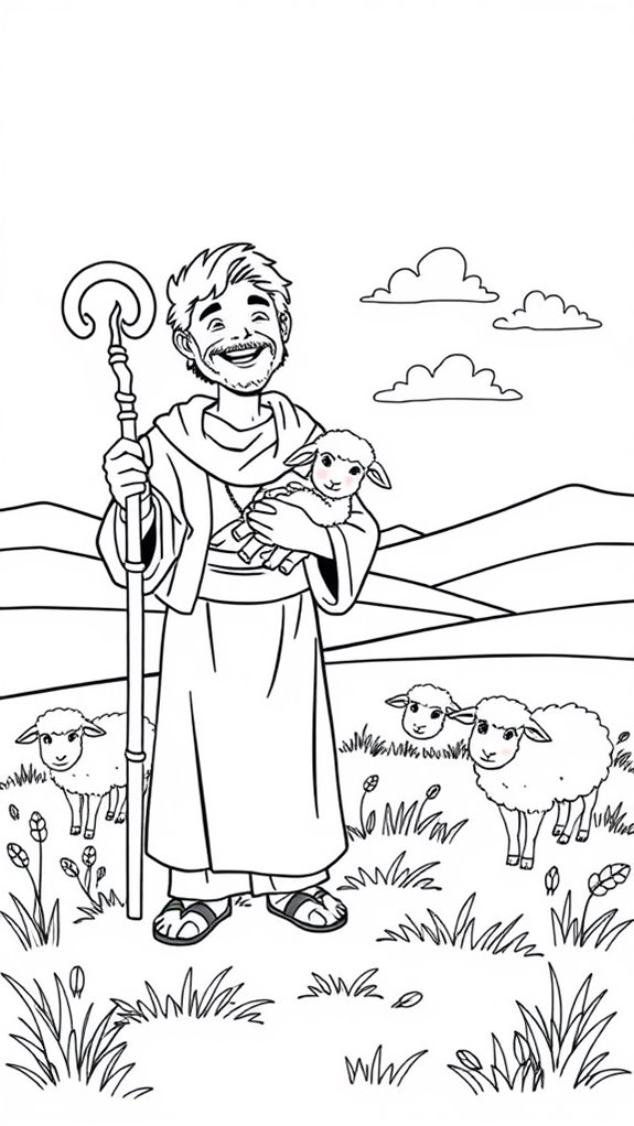 colorful shepherd with sheep