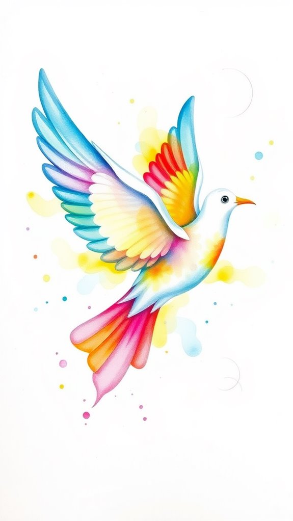 colorful watercolor dove illustration