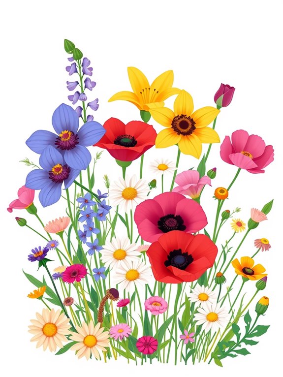 colorful wildflower illustration clipart