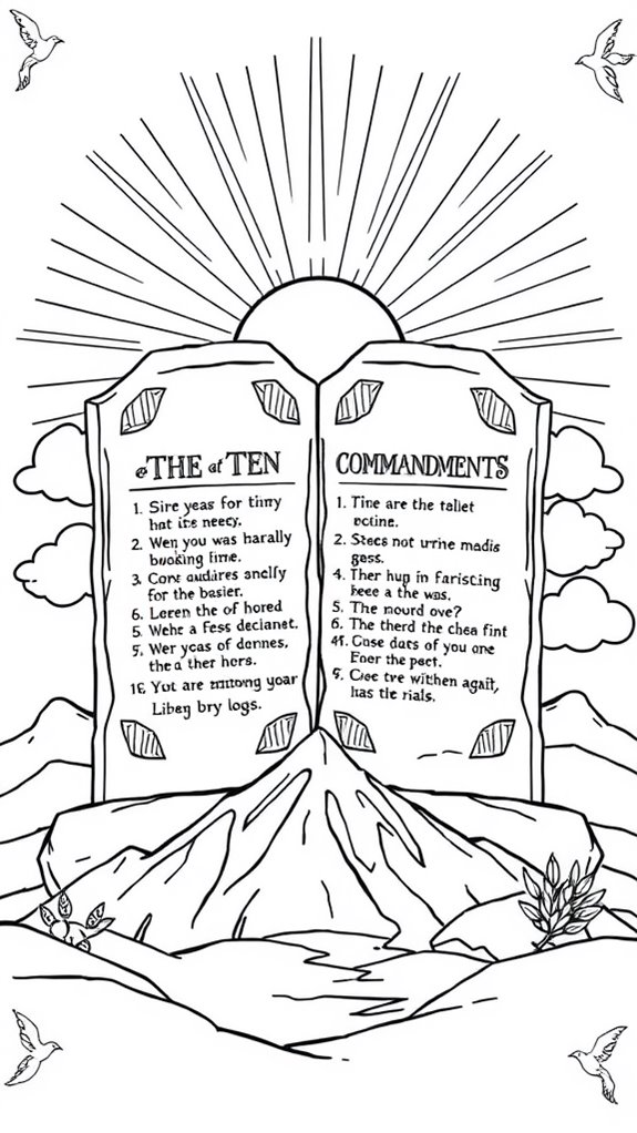 coloring page for commandments