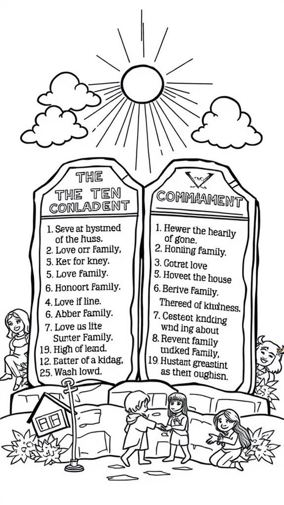 coloring page of commandments