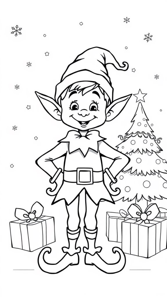 coloring page of elf