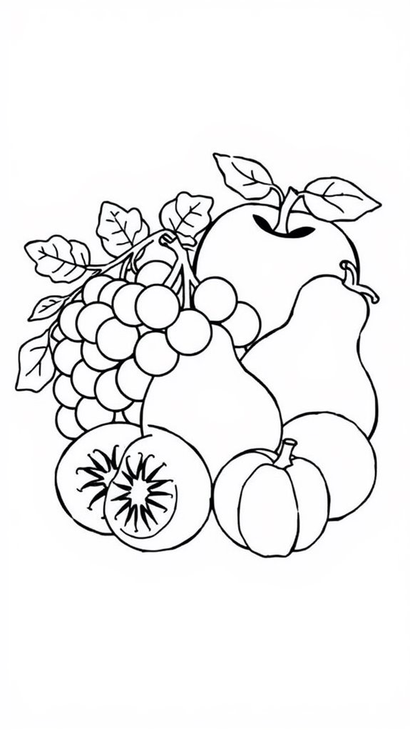 coloring page of fruit