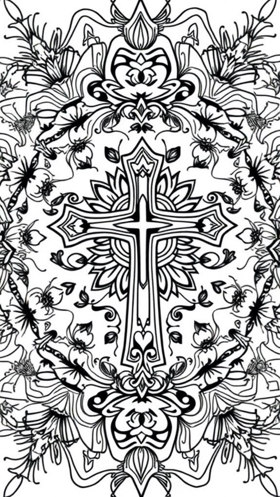 coloring page with cross