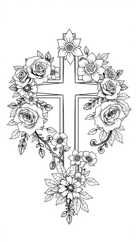 coloring page with cross