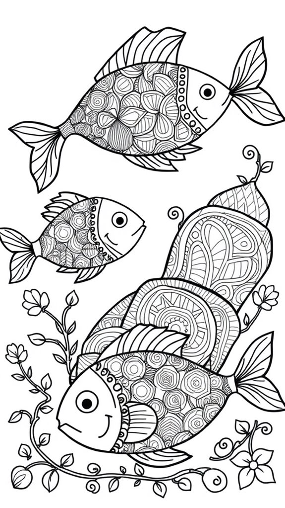 coloring page with fish