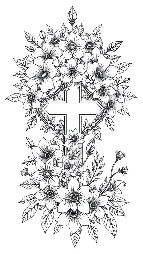 coloring page with flowers