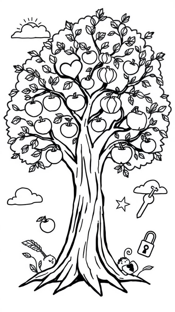 coloring page with fruit