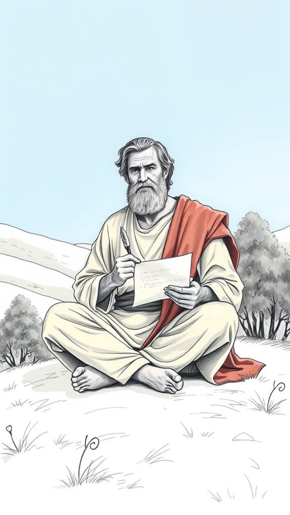 contemplative apostle drawing peacefully