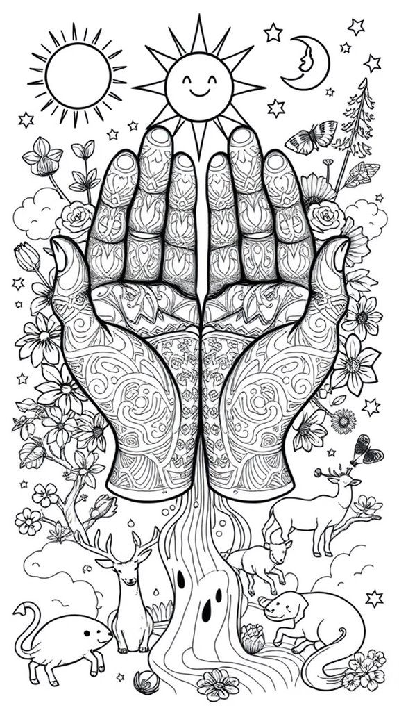 creative hands coloring page