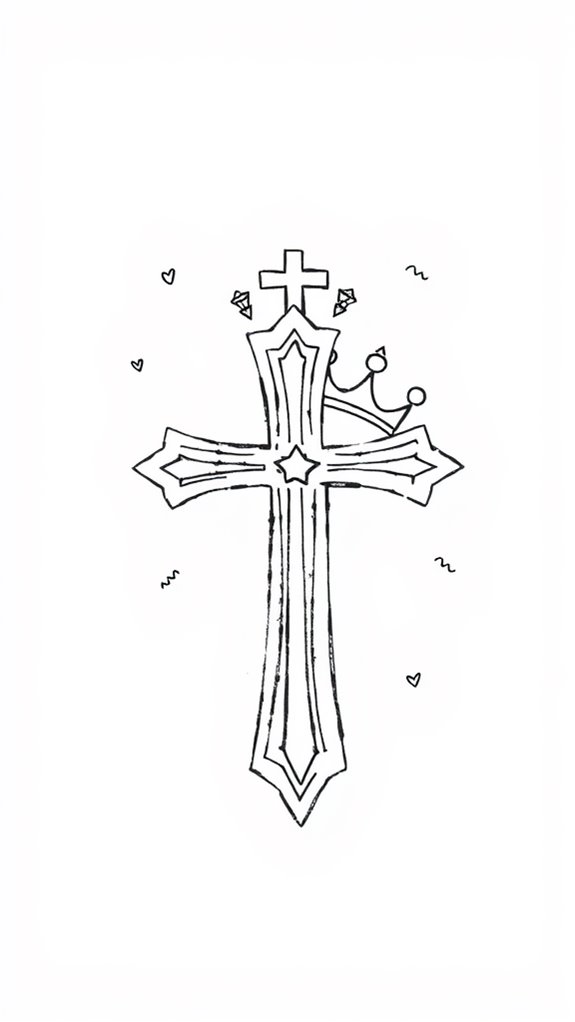 cross and crown doodle