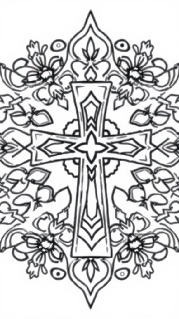 cross mandala coloring page