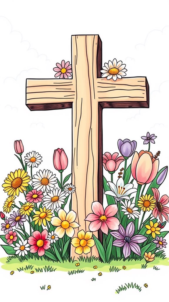 cross with floral design